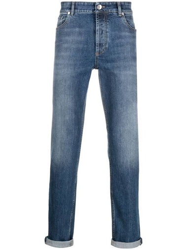 Men's 5 Pocket Slim Fit Jeans Blue - BRUNELLO CUCINELLI - BALAAN 1