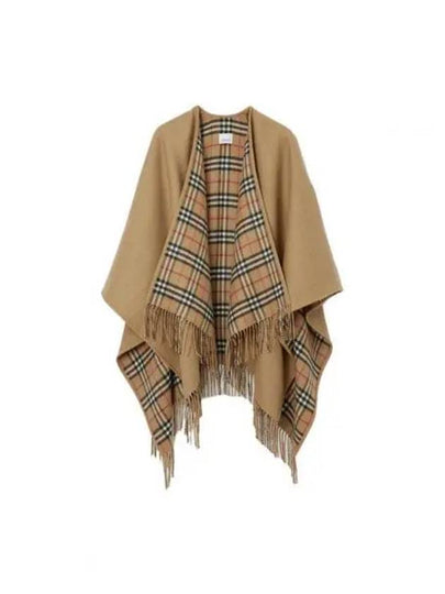 Women's Check Reversible Wool Cape Beige - BURBERRY - BALAAN 2