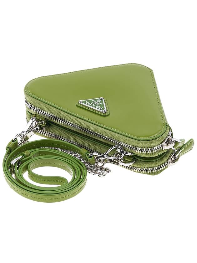 Brushed Leather Chain Mini Shoulder Bag Green - PRADA - BALAAN 5