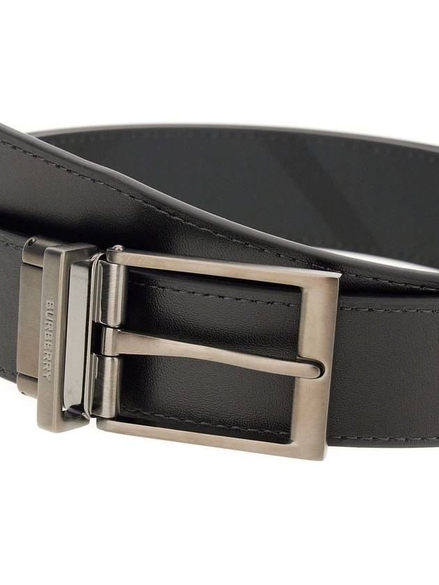 Reversible Checkered Printed Buckle Leather Belt Black - BURBERRY - BALAAN 4