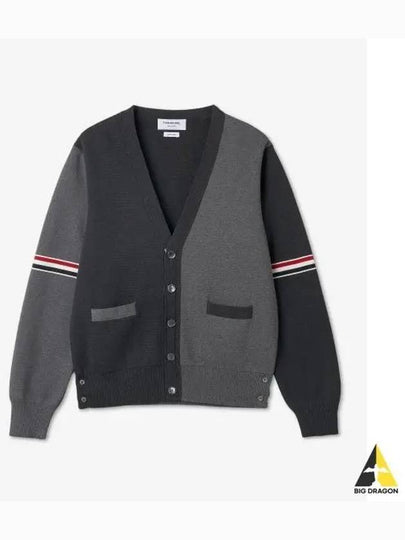 Funmix Cotton ArmBand V-Neck Cardigan Tonal Grey - THOM BROWNE - BALAAN 2