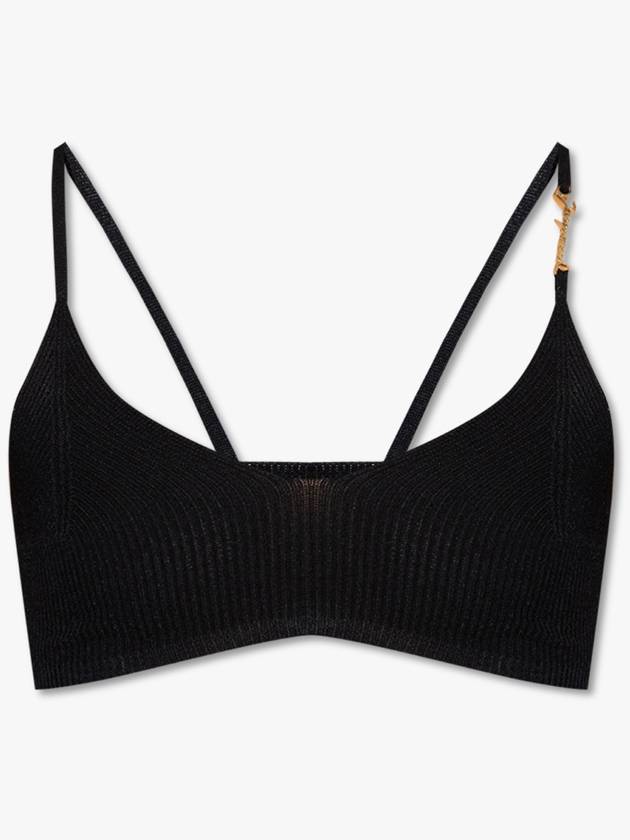 Le Bandeau Pralu Logo Knit Bra Black - JACQUEMUS - BALAAN 2