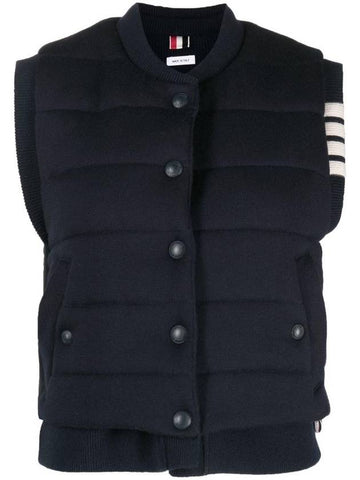 Fine Merino And Jersey Padding Reversible Vest Navy - THOM BROWNE - BALAAN 1