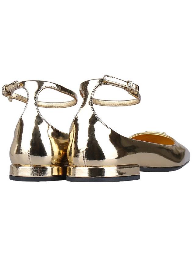 Metallic Leather Ballerinas Platinum Gold - PRADA - 6