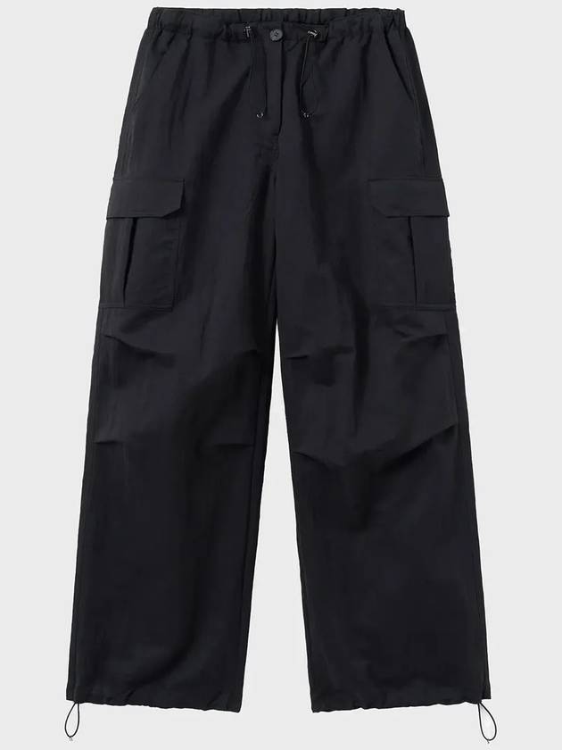 Cargo Parachute Nylon Track Pants Black - NOIRER - BALAAN 3