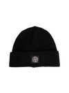 Logo Knit Beanie Black - STONE ISLAND - BALAAN 2