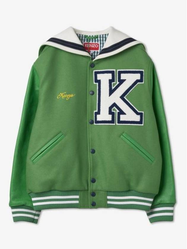 Men's Sailor Varsity Wool Jacket Green - KENZO - BALAAN 2