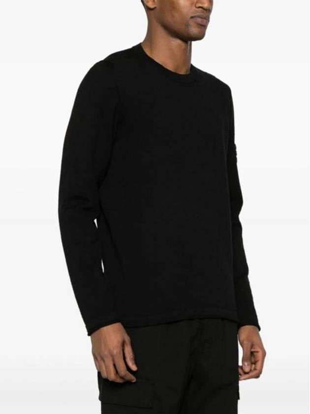 Compass Badge Ribbed Cotton Knit Top Black - STONE ISLAND - BALAAN 3