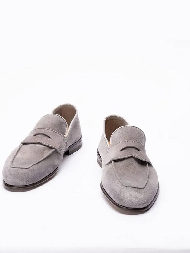 Suede Penny Slot Loafers Grey - BRUNELLO CUCINELLI - BALAAN 3