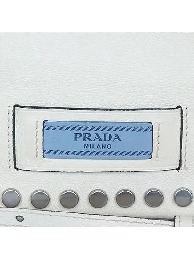 1BD082 White Color GLACE CALF Stud Etiquette Shoulder Bag - PRADA - BALAAN 4