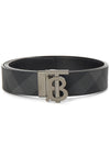 Men's Check Reversible Leather Belt Charcoal Graphite - BURBERRY - BALAAN 2