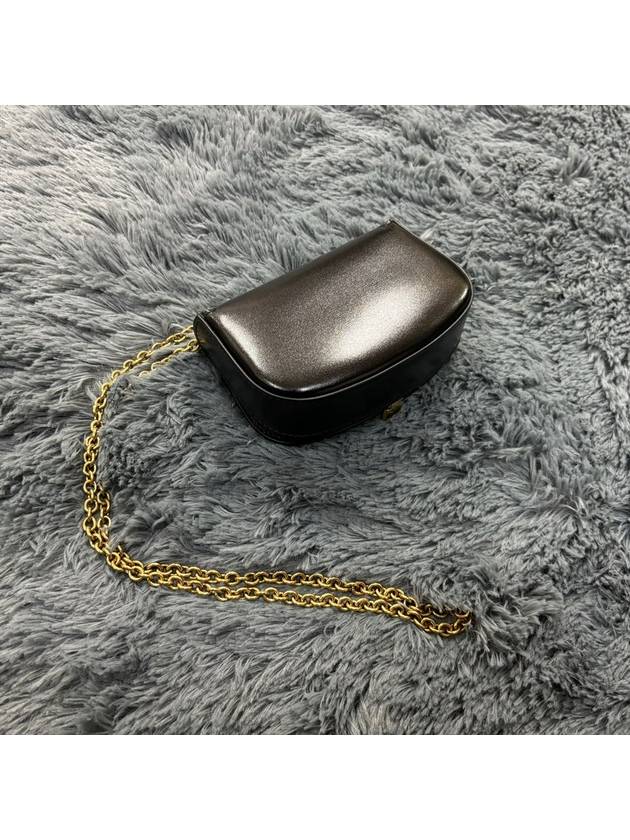 Mini Purse On Chain Leather Cross Bag Noir - SAINT LAURENT - BALAAN 4