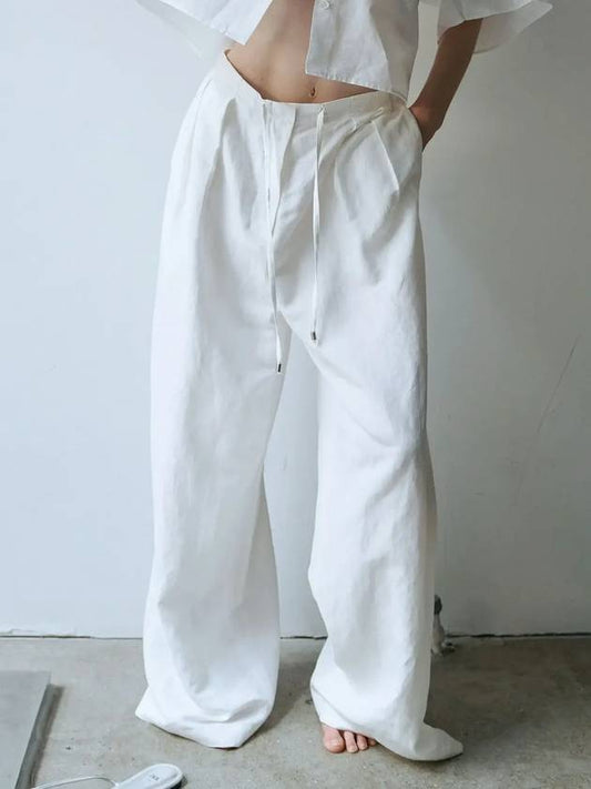 Linen banding wide pants 3 colors - WHEN WE WILL - BALAAN 1