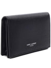 Business Flap in Grain De Poudre Embossed Leather Card Wallet Black - SAINT LAURENT - BALAAN 4