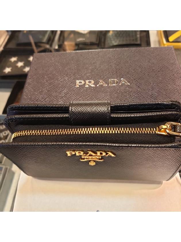 Saffiano Metal Logo Leather Medium Wallet Black - PRADA - BALAAN.