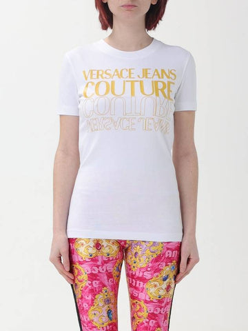 T-shirt Versace Jeans Couture in cotone con logo laminato - VERSACE - BALAAN 1