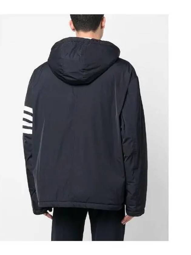 Poly Twill 4-bar Down Filled Hooded Jacket Navy - THOM BROWNE - BALAAN 6