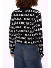 Intarsia All-Over Logo Crew Neck Knit Top Black - BALENCIAGA - BALAAN 3