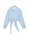 Tie Detail Crop Shirt Light Blue - AMI - BALAAN 2