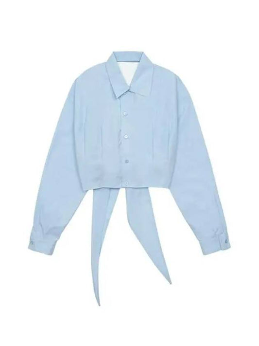 tie detail cropped shirt light blue - AMI - 2