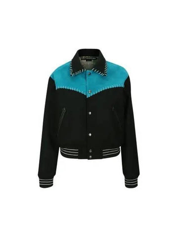 Valcity New Margo Western Varsity Jacket Teal Blue - ANDERSSON BELL - BALAAN 1