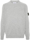 Logo Patch Lambswool Crewneck Knit Top Melange Grey - STONE ISLAND - BALAAN 1