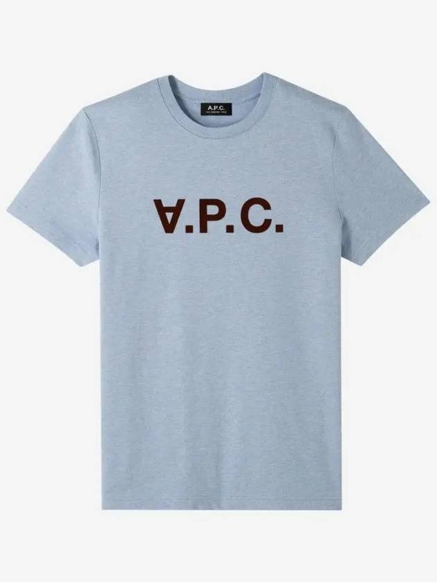 Logo Print Short Sleeve T-Shirt Skyblue - A.P.C. - BALAAN 3