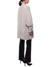 Merino Wool Stripe Exaggerated V-Neck Cardigan Neutrals - THOM BROWNE - BALAAN 7