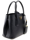 Double Saffiano Leather Mini Bag Black - PRADA - BALAAN 4