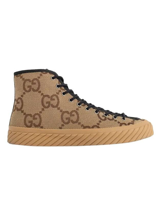 Maxi GG Canvas High Top Sneakers Camel - GUCCI - BALAAN 1