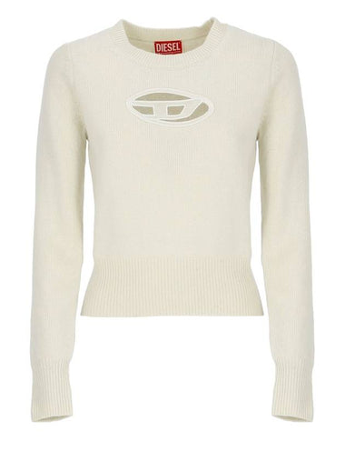 M-Areesa Jumper Embroidered Cut-Out Logo Knit Top Ivory - DIESEL - BALAAN 1