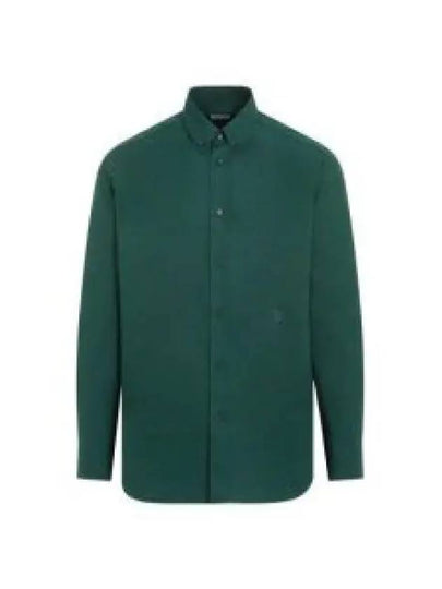 Cotton Oxford Long Sleeve Shirt Green - BURBERRY - BALAAN 2