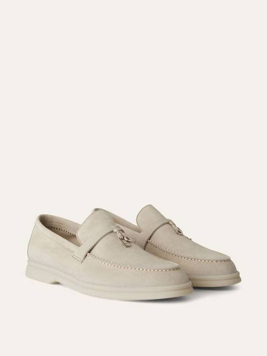 Summer Charms Walk Suede Loafers Pearl Grey - LORO PIANA - BALAAN 2