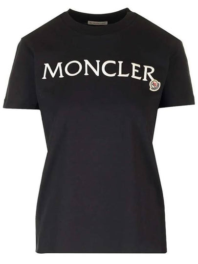 Embroidered Logo Cotton Short Sleeve T-Shirt Black - MONCLER - BALAAN 2