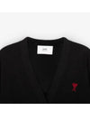 Heart Logo Wool Cardigan Black - AMI - BALAAN 4