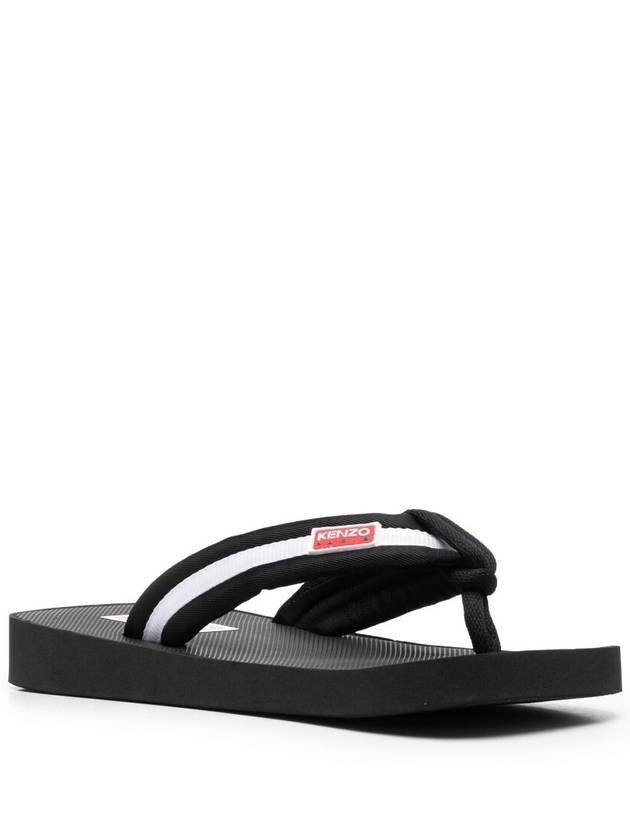 Men's Setta Logo Patch Nylon Flip Flops Black - KENZO - BALAAN 3