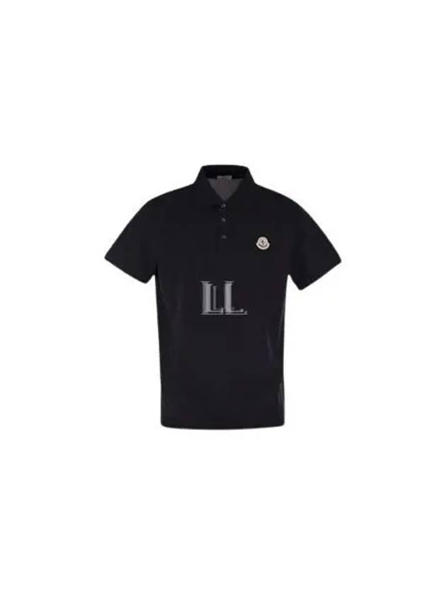 Logo Patch Short Sleeve Polo Shirt Navy - MONCLER - BALAAN 2