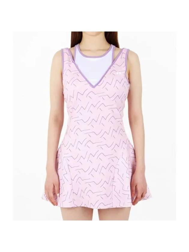 Sportswear Matilda Outline Bridge Wave Print Short Dress Pink - J.LINDEBERG - BALAAN 1