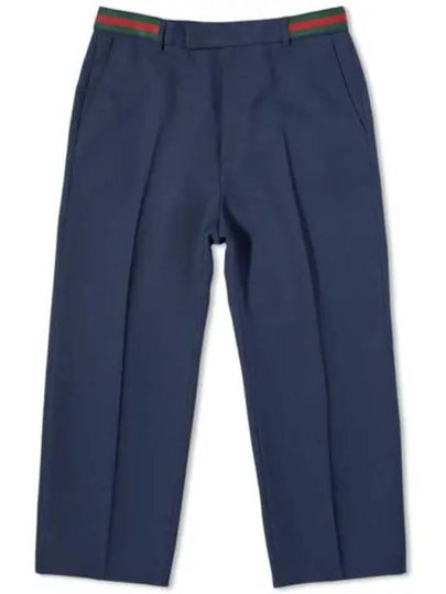 Fluid Drill Web Detail Straight Pants Navy - GUCCI - BALAAN 2