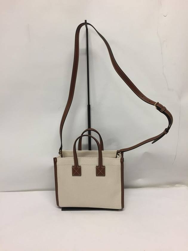 Mini Two-Tone Canvas and Leather Freya Tote Bag Natural Tan - BURBERRY - BALAAN 3