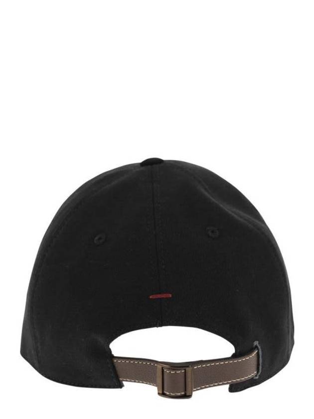 Embroidered Logo Cotton Ball Cap Black - BRUNELLO CUCINELLI - BALAAN 3