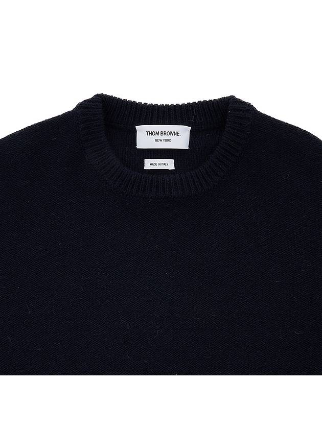 Donegal 4-Bar Striped Crew Neck Wool Knit Top Navy - THOM BROWNE - BALAAN 4