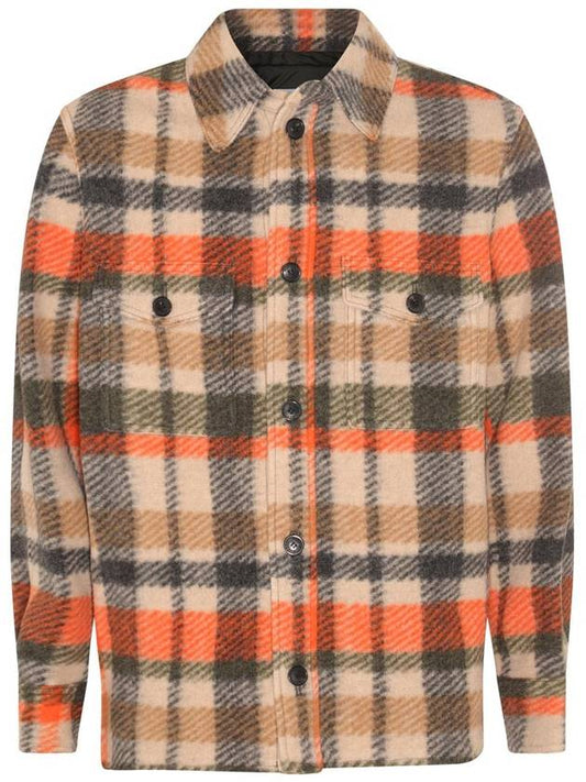 Kervon Check Oversized Shirt Jacket Orange - ISABEL MARANT - BALAAN 1