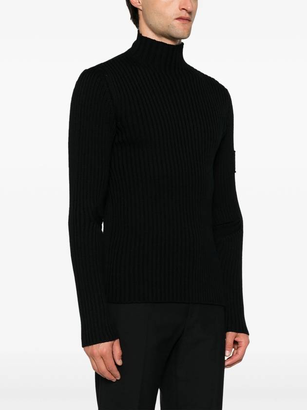 Knit logo patch wool mock turtleneck black - PRADA - BALAAN 4