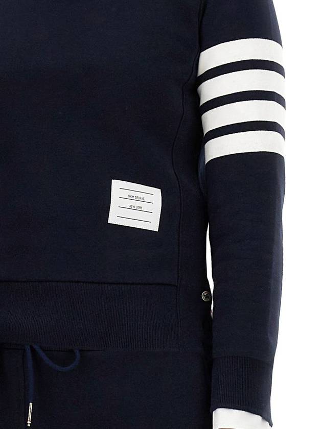 Engineered 4 Bar Stripe Loopback Jersey Knit Crewneck Sweatshirt Navy - THOM BROWNE - BALAAN 5