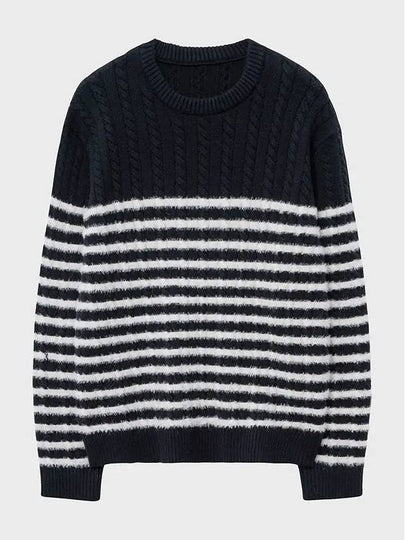 Cable half stripe knit black - NOIRER - BALAAN 2