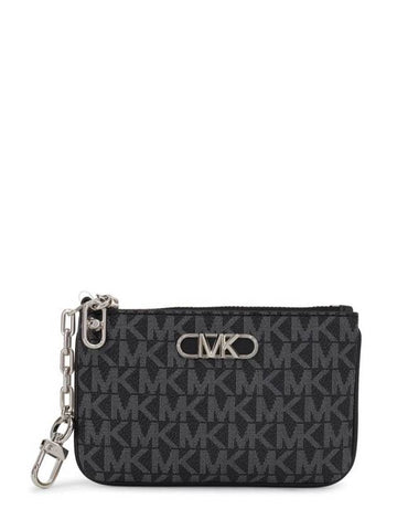 Monogram Logo Plaque Card Wallet Black - MICHAEL KORS - BALAAN 1