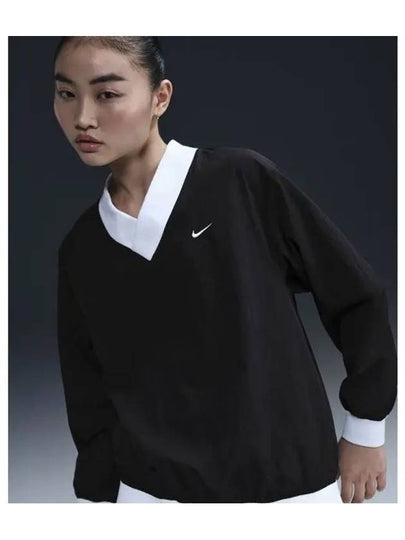 Sportswear Essentials Loose Woven Long Sleeve T-Shirt Black - NIKE - BALAAN 2