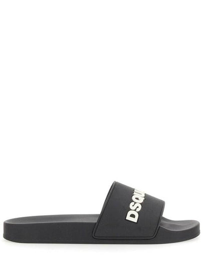 Men's Logo Rubber Slippers Black - DSQUARED2 - BALAAN 2