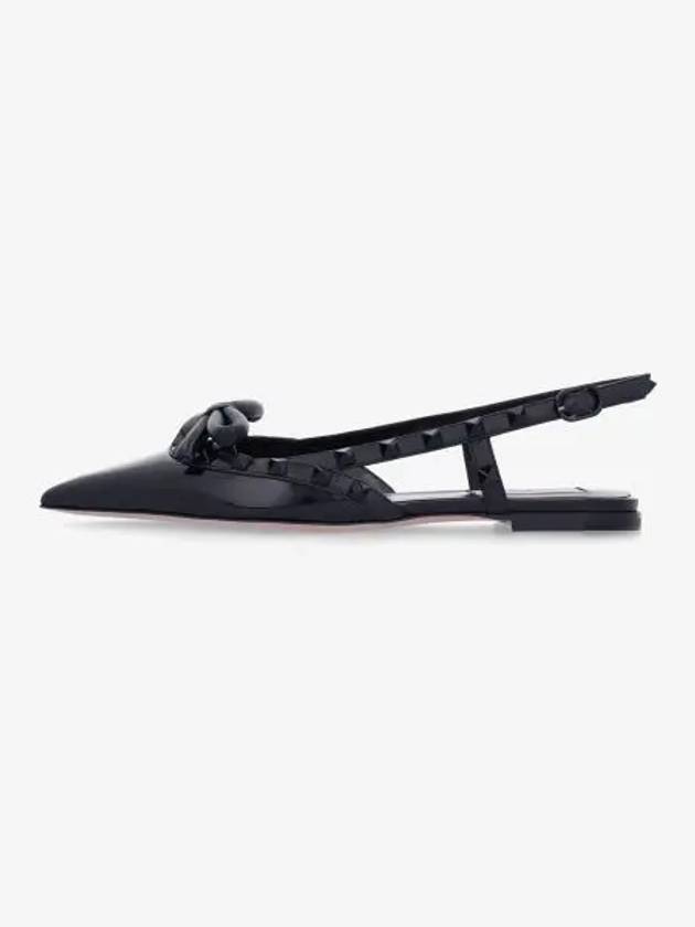 Rockstud Bow Slingback Heel Black - VALENTINO - BALAAN 2